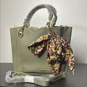 Steve Madden Green Satchel with Floral Accent